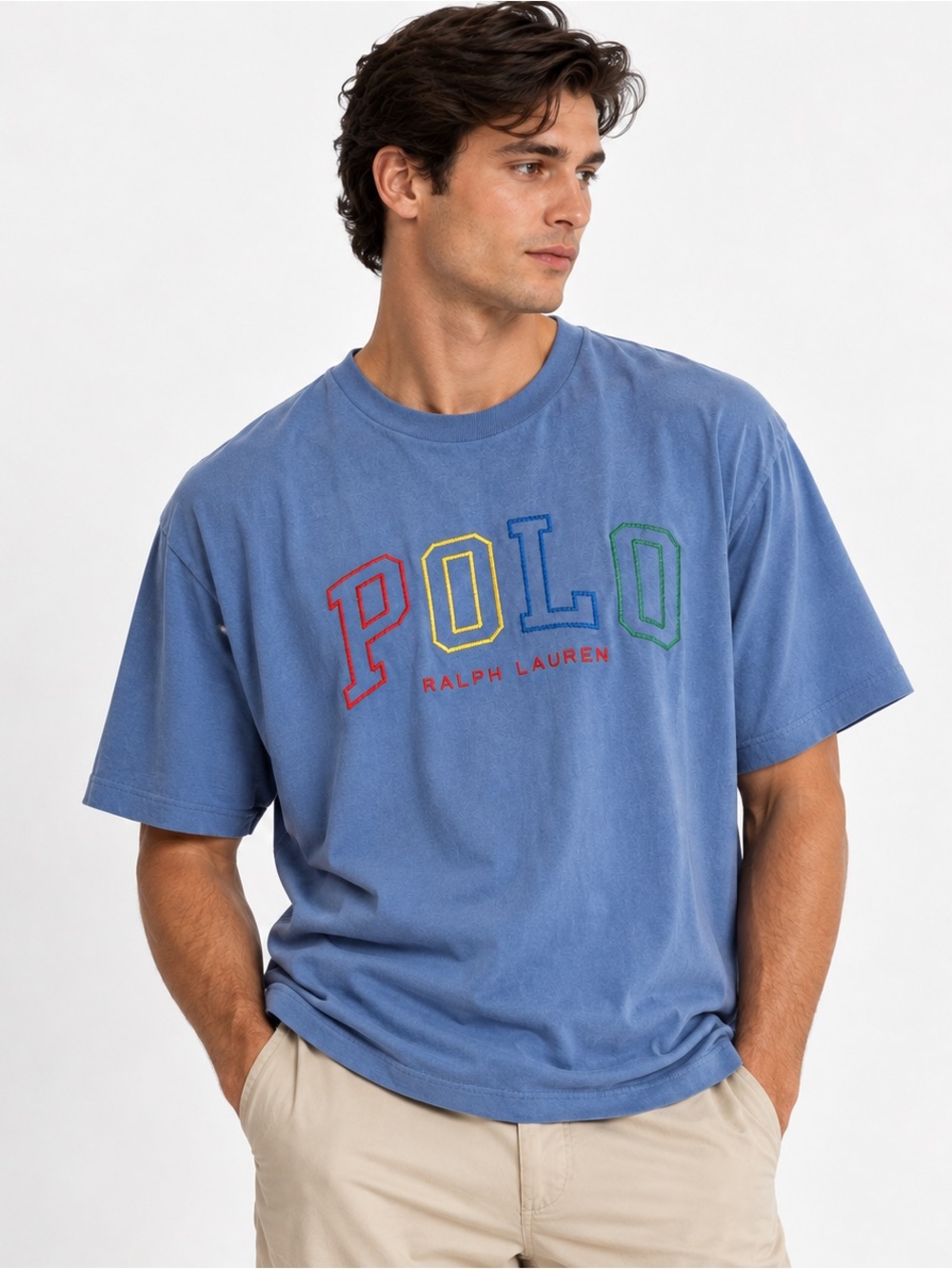 NWT Polo Ralph Lauren XLT Multicolor Embroidered Logo T-Shirt Blue